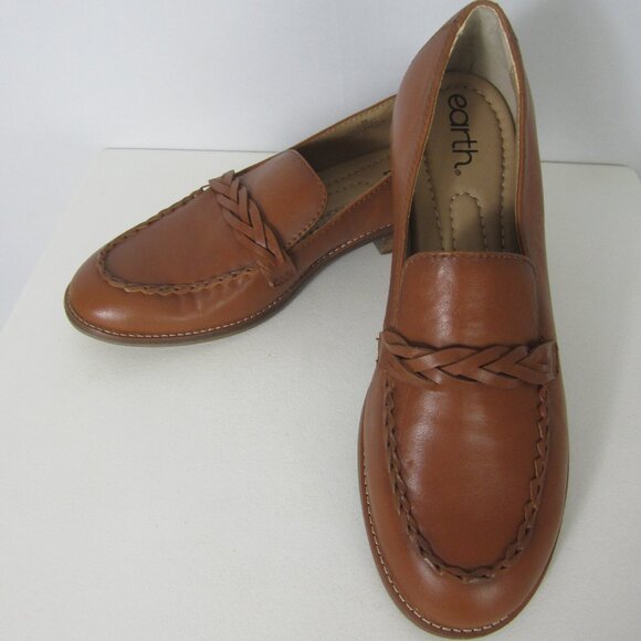 New EARTH Etedie Womens 8 M Brown Leather Slip On Loafers Preppy Classic Comfor - Picture 11 of 12
